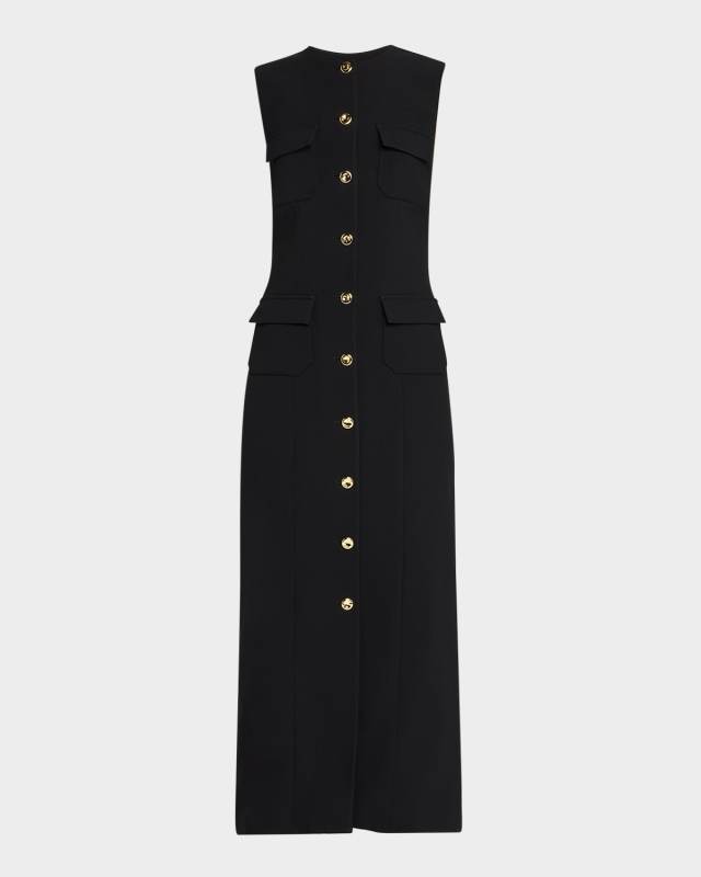 Corinne Sleeveless Button-Front Midi Dress